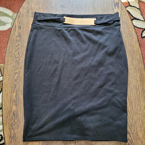Drama Gold Black Bodycon Pencil Skirt With Attached Gold Buckle Size Women's XL